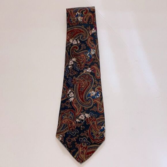 Vintage Disney 100% Silk Tie. Mickey, Goofy and Donald Duck. Paisley. Too cute - Picture 8 of 8